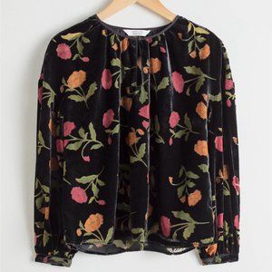 & Other Stories Black Velvet Floral Blouse